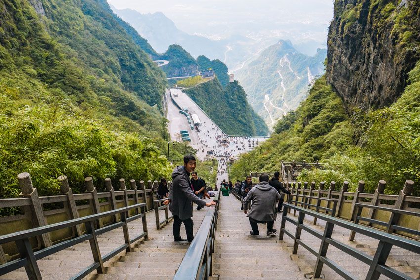 Schody Tianmen - widok z góry