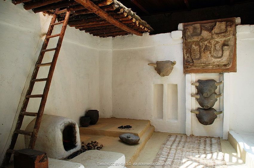Rekonstrukcja wnętrza domu Çatalhöyük
